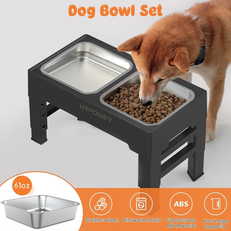 URPOWER Elevated Dog Bowls 4 Height Adjustable Raised Stand with 2 Large Stainless Steel Dog Food and Water Bowl for Small, Medium, Large Dogs and Pets - Image 4